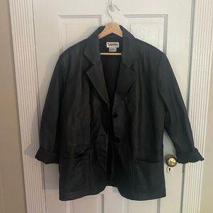 Bagatelle black leather vintage oversized blazer